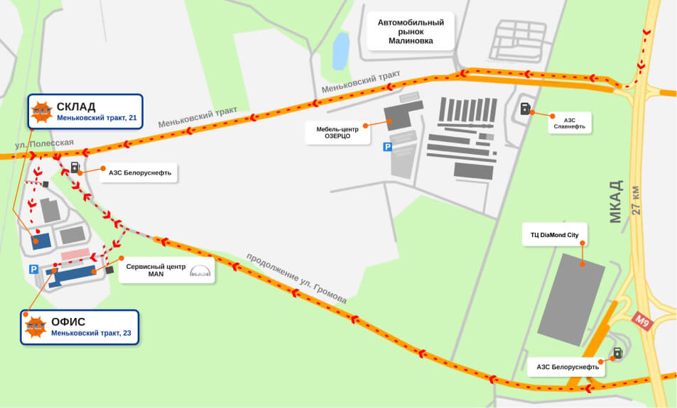 Карта проезда к офису ТАТ Минск